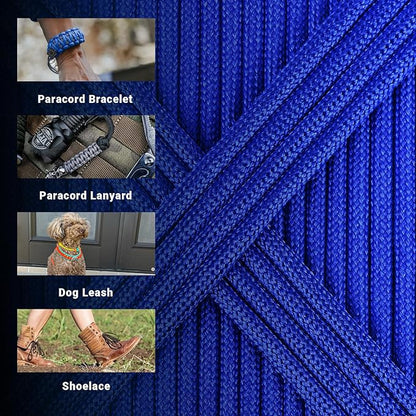 WEREWOLVES Paracord Rope, 7 Strand Type III Parachute Cord 4mm 100ft / 200ft for Crafting, DIY Projects, Survival Bracelets (Sapphire Blue, 200 ft)