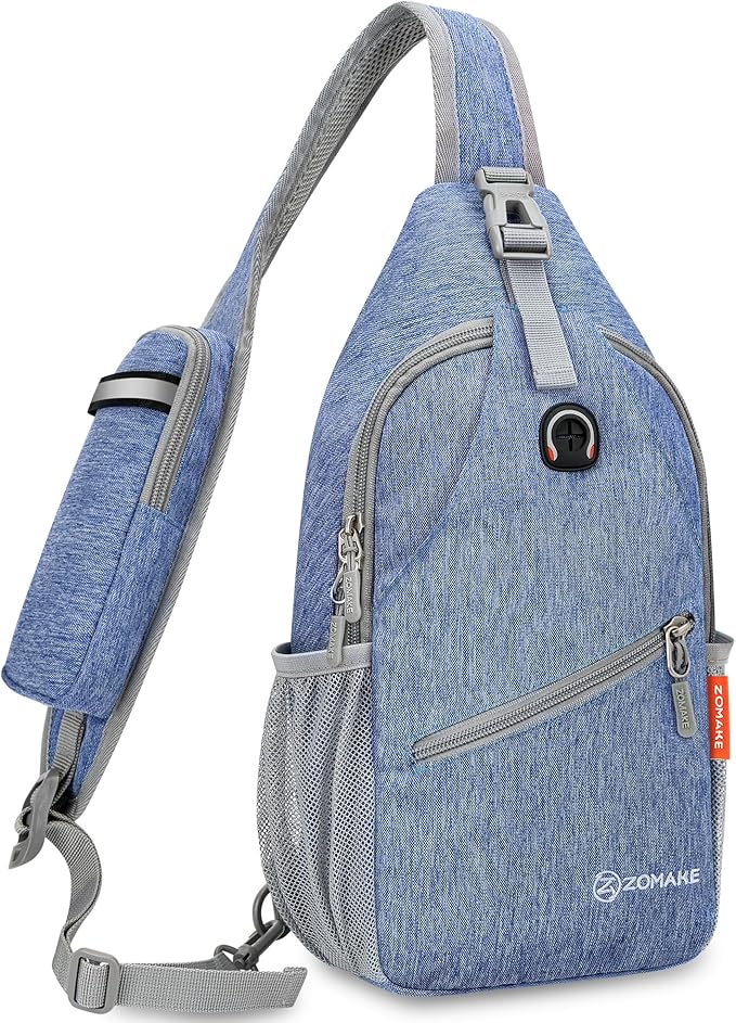ZOMAKE Small Sling Bag, Travel Sling Backpack, Waterproof Hiking Cycling Crossbody pack for Men Women(Navy Blue)