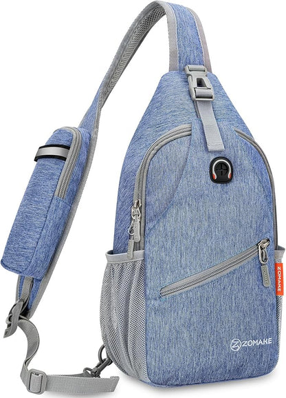 ZOMAKE Small Sling Bag, Travel Sling Backpack, Waterproof Hiking Cycling Crossbody pack for Men Women(Navy Blue)