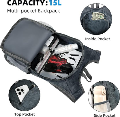Hiking Backpack 15L Small Travel Backpack Lightweight Daypack Foldable Hiking Backpack Packable Camping Hiking Backpack for Women Men (Dark Grey)