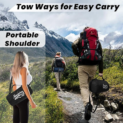Waterproof Outdoor Blanket 82”X 55” Packable, Stadium Blankets for Camping with Sherpa Fleece Lining, Large Windproof Emergency Throw Mat for Garss Picnic Hiking Road Trip, Machine Washable, Black