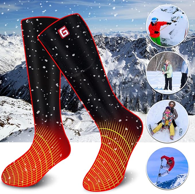 Heated Socks Women Electric Battery Socks Thermal Insulated Socks for Arthritis, Winter Thick Warm Cotton Sox Heating Foot Warmer, Unisex & USA 6-13 Size