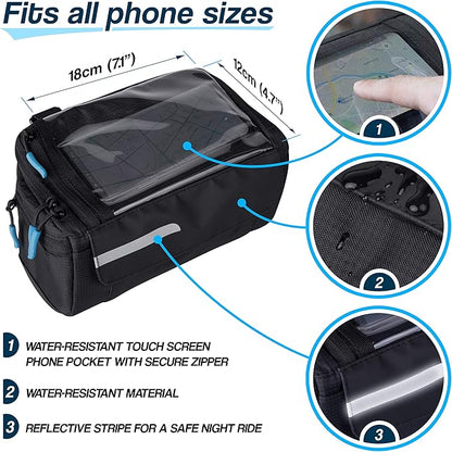 Fahrradlenkertasche Wasserdicht 4L, Handyhalterung, 4-lagiger Schutz Lenkertaschen fr Fahrrder | Fahrradlenkertasche, Fahrradtasche vorne, Fahrradtasche fr Lenker, Fahrrad-Handytasche, MTB,