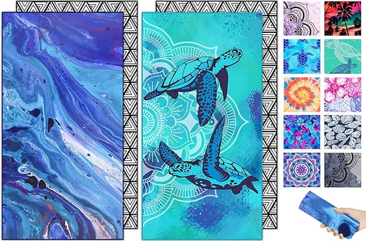 Microfiber Quick Dry Beach Towel – Lightweight Sand Free Oversized X-Large Towel Accessories Travel Must Have Swim Pool Yoga Camping Gear Summer Cruise Ship Compact Sandproof Gift Star River Turtle