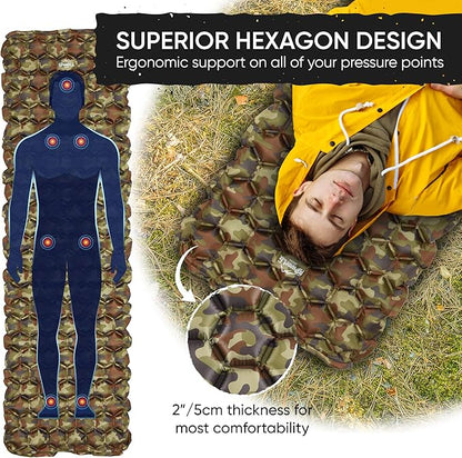 POWERLIX Ultralight Sleeping Pad for Camping with Inflating Bag, Carry Bag, Repair Kit – Compact Lightweight Camping Mat, Outdoor Backpacking Hiking Traveling Airpad Camping Air Mattress