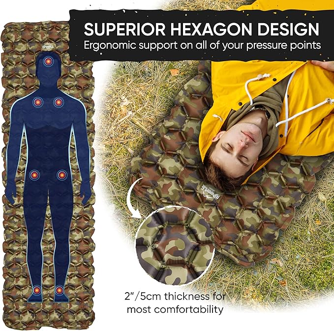 POWERLIX Ultralight Sleeping Pad for Camping with Inflating Bag, Carry Bag, Repair Kit – Compact Lightweight Camping Mat, Outdoor Backpacking Hiking Traveling Airpad Camping Air Mattress