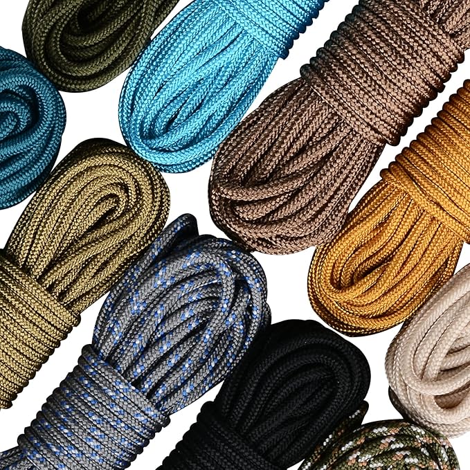 MONOBIN Micro Paracord，2mm 10Colors 20FT Paracord Combo Kit with Paracord Instructions and Charms for Making Paracord Bracelets, Lanyards, Jewelry Making