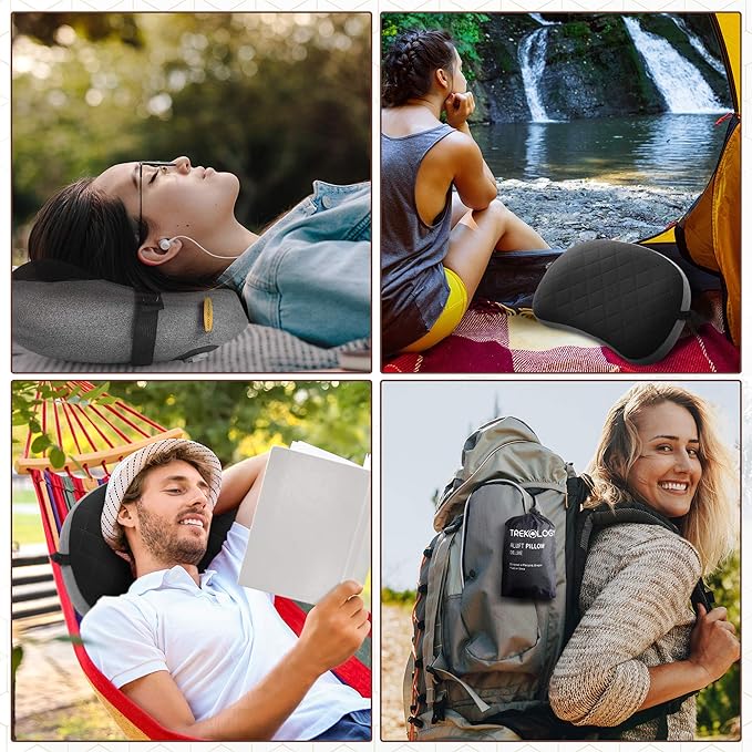 TREKOLOGY Camping Pillow with Removable Cover, Inflatable Pillow for Backpacking, Ultralight Inflatable Camp Pillows for Sleeping Portable Compact Pillow for Hiking Travel