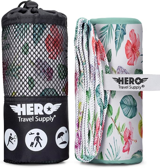 Hero Microfiber Large Beach Towel Compact for Travel (Jungle Garden, 40" x 72")