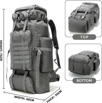 70L Camping Hiking Military Tactical Backpack Outdoor Water-Repellent Adjustable Sport Bags