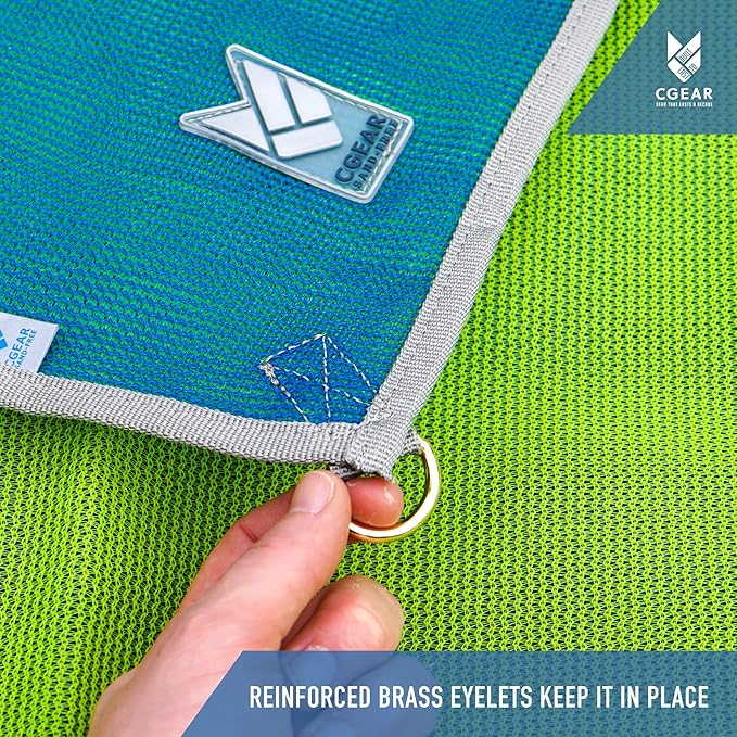 CGEAR RV Camping Mat, Sand Free Outdoor Reversible Rug for Campsite, Backyard, Patio, Deck, and Beach (Blue/Green, 8' x 14')