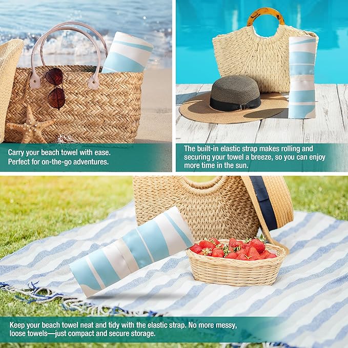 HYSEAS Lightweight Ultra-Thin Beach Towel, Oversized 78"X35" for Adult - Sand Free, Quick Dry, Perfect for Swimming, Beach, Yoga, Travel, Camping, Essential Beach Accessory & Vacation Gift, Beach Girl