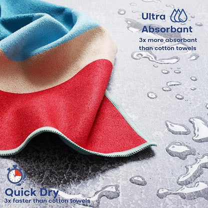Luxe (380GSM) Oversized (180x60CM) Performance Microfiber Towel Made from Recycled Materials | Quick-Drying, Sand-Free, and Compact | Stink-Resistant | Ideal for Camping, Beach, Yoga (Thai Beach)