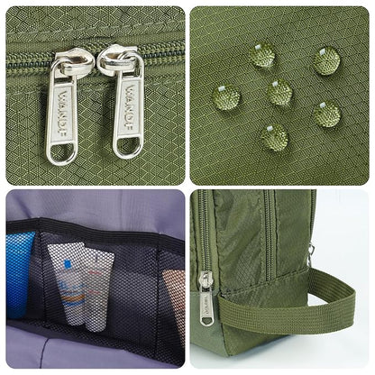Toiletry Bag for Men Hanging Dopp Kit Water Resistant Shaving Bag Small Toiletry Bag for Traveling (Pure Green)