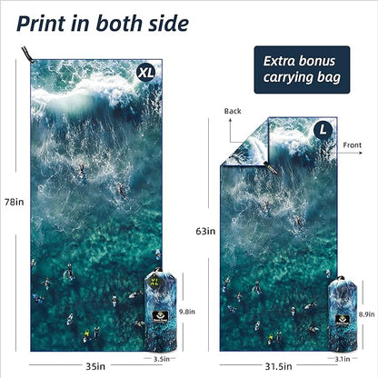 4Monster Microfiber Beach Towel Quick Dry,Super Absorbent Lightweight Travel Towel for Swimmers, Sand Free Camping Towel, Beach Towels for Pool, Swim, Water Sports,Yoga,Gym,Backpacking