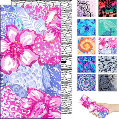 Microfiber Beach Towel – Pink Flower Quick Dry Lightweight Sand Free Oversized Large Accessories Travel Must Have Swim Pool Yoga Camping Gear Summer Cruise Ship Essentials Cloud Compact Gift 71''32''