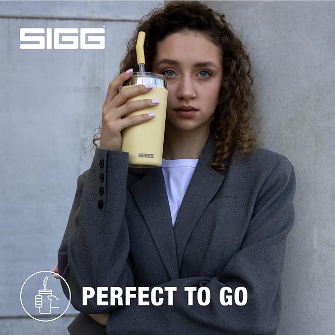 SIGG - Insulated Mug - Travel Mug Helia - With Durable Glass Straw & Cleaning Brush - Leakproof - BPA Free - 18/8 Stainless Steel - 15oz/20oz