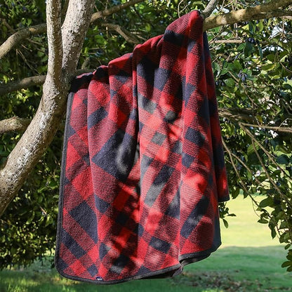 ACUSHLA Merino Wool Blanket - Soft Warm Thick Washable Large Throw Blanket for Camping Bed Couch Outdoor Travel All Weather, Scottish Plaid Red 79X63