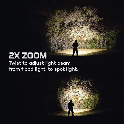 NEBO Luxtreme 500-Lumen LED Flashlight –Bright Rechargeable Flashlight with 4 Light Modes & 12000 Rechargeable Flashlight with 2X Zoom, 5 Light Modes, Waterproof (IP67), and Power Bank