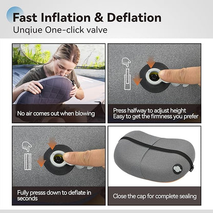 MARCHWAY Ultralight Inflatable Camping Pillow with Soft Washable Cover, Compact Compressible Portable Travel Air Pillow for Outdoor Camp, Sport, Hiking, Backpacking Sleep (Orange)