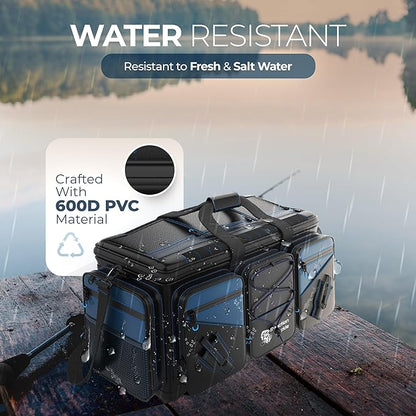 Reaction Tackle Fishing Tackle Bag – Salt Water Resistant Fishing Bag, 1000D PVC Waterproof Material, Tackle Box Organizer with Dividers for 3600 or 3700 Trays (Small, Medium, Backpack only fit 3600)