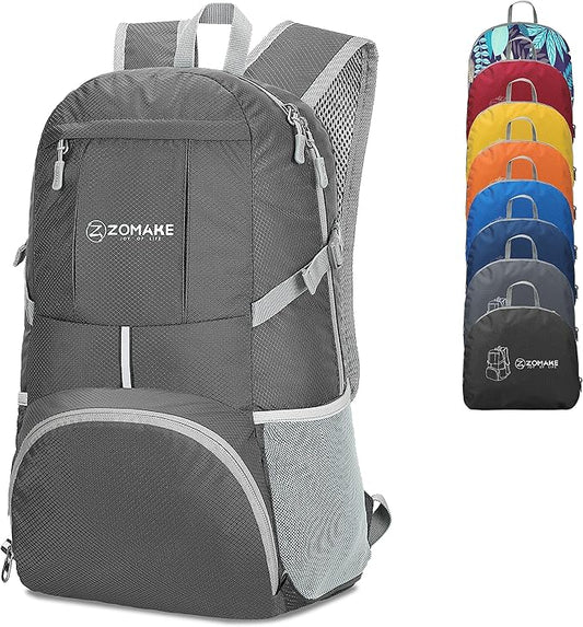 ZOMAKE Lightweight Packable Backpack 35L - Light Foldable Backpacks Water Resistant Collapsible Hiking Backpack - Compact Folding Day Pack for Travel Camping(Dimgray)