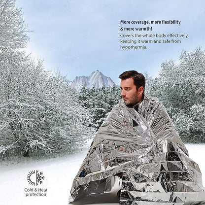 6 Pack Emergency Mylar Thermal Blankets. Space Blanket Survival rescue insulating reflective foil kit Camping Blanket Outdoors Hiking Survival Bug Out Bag car marathons first aid cold/heat (aluminum)