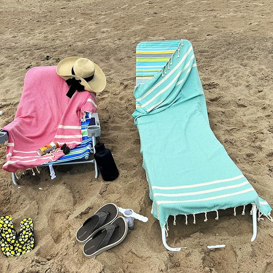 2 Oversize Cotton Travel Towel Pack Quick Dry Beach Camping Pool Hiking Compact Portable Lightweight Absorbent Breathable Keep Warm Airplane Blanket (Mint Green and Candy Pink)