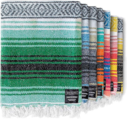 Benevolence LA Authentic Handwoven Mexican Blanket, Yoga Blanket - Perfect Outdoor Picnic Blanket, Beach Blanket, Camping Blanket, Equestrian Saddle Blanket, Serape Blanket 50x70 inches - 1 Blanket