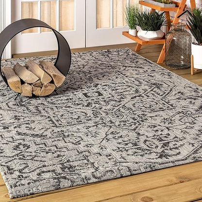 JONATHAN Y SMB105D-5 Estrella Bohemian Medallion Textured Weave Indoor/Outdoor Black/Gray 5 ft. x 8 ft. Area-Rug, Coastal,Easy-Cleaning,HighTraffic,LivingRoom,Backyard, Non Shedding
