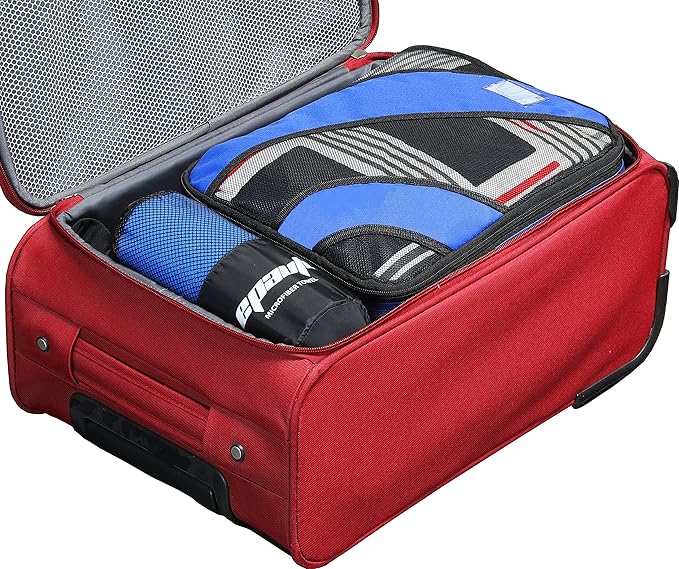 EPAuto Microfiber 2-Pack Fast Drying Towels (60" x30'') with Face/Hand Towel (24" X15'') for Travel, Beach, Backpacking, Camping and Gym