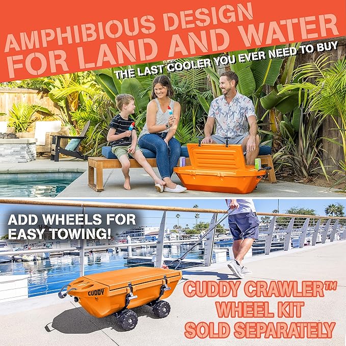 CUDDY Floating Cooler and Dry Storage Vessel for Land & Water – 40QT– Great for River, Beach, Kayak, Pool, & Lake - Multiple Color Options