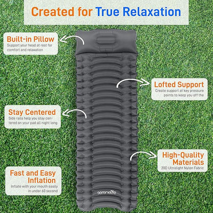 Backpacking Air Mattress Sleeping Pad - Self Inflating Waterproof Lightweight Sleep Pad Inflatable Camping Sleeping Mat w/Carrying Bag