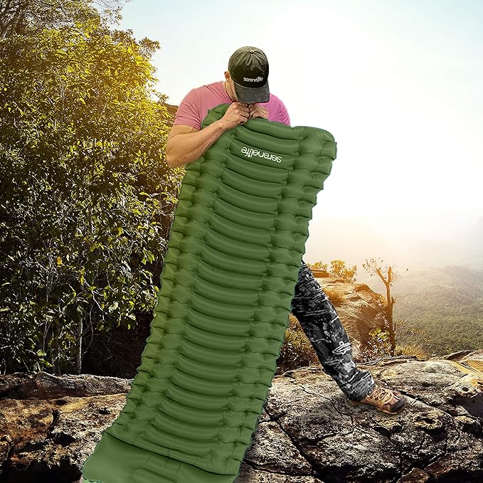Backpacking Air Mattress Sleeping Pad - Self Inflating Waterproof Lightweight Sleep Pad Inflatable Camping Sleeping Mat w/Carrying Bag