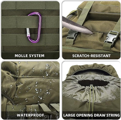 70L Camping Hiking Military Tactical Backpack Outdoor Water-Repellent Adjustable Sport Bags