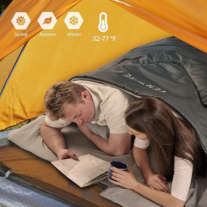 VENTURE 4TH Backpacking Sleeping Bag – XXL, Double and Single Sizes - Lightweight Warm & Cold Weather Sleeping Bags for Adults, Kids & Couples – Ideal for Hiking, Camping & Outdoor Adventures