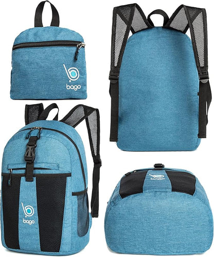 bago Lightweight Small Hiking Backpack for Women and Men - 25L Travel Day Pack - Foldable Hiking Daypack Ultralight for Camping Outdoor Sports - Day Bag Packable Backpack for Travel (SnowBlue)