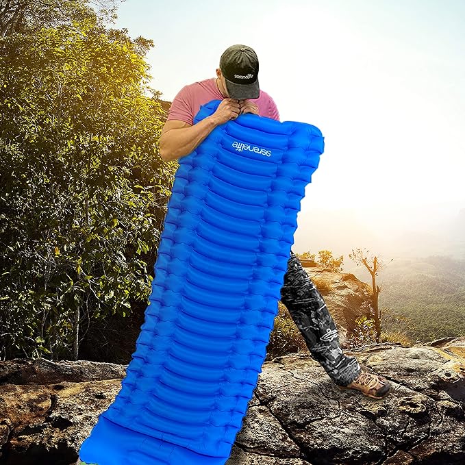 Backpacking Air Mattress Sleeping Pad - Self Inflating Waterproof Lightweight Sleep Pad Inflatable Camping Sleeping Mat w/Carrying Bag