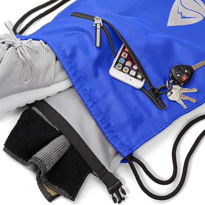 Skog Å Kust GymSak | Patented 2-in-1 Drawstring Cinch Bag with Removable Waterproof Dry Bag | Blue & Grey