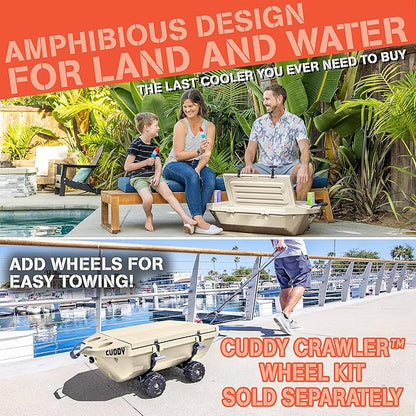 CUDDY Floating Cooler and Dry Storage Vessel for Land & Water – 40QT– Great for River, Beach, Kayak, Pool, & Lake - Multiple Color Options