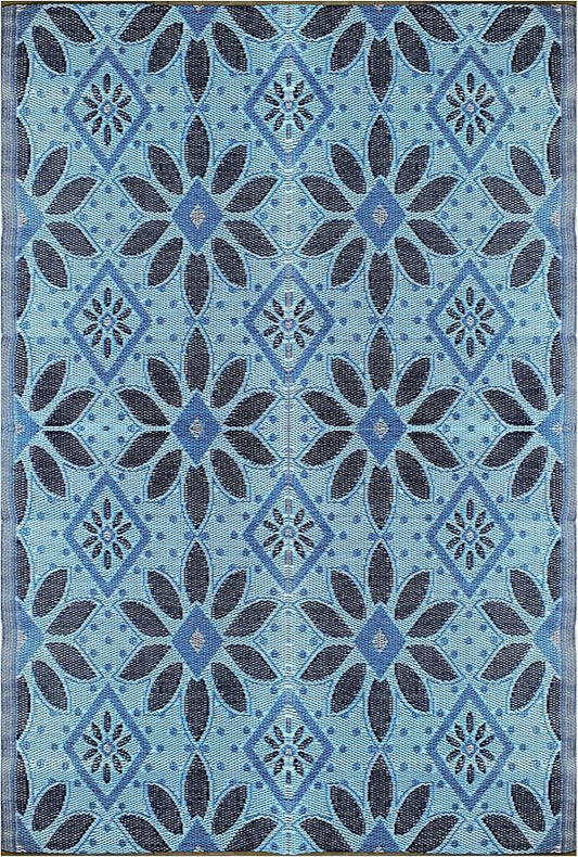 BalajeesUSA Outdoor Rug – 6x9, Sky Blue, Grey, Reversible Recycled Plastic Straw Rug Waterproof Outdoor Patio Rugs Clearance Large RV Camper Mats 331
