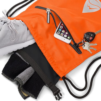 Skog Å Kust GymSak | Patented 2-in-1 Drawstring Cinch Bag with Removable Waterproof Dry Bag | Orange