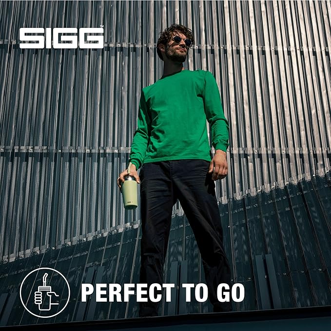 SIGG - Insulated Mug - Travel Mug Helia - With Durable Glass Straw & Cleaning Brush - Leakproof - BPA Free - 18/8 Stainless Steel - 15oz/20oz