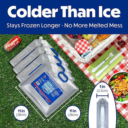 Cooler Shock Reusable Ice Packs for Cooler - Long Lasting Cold Freezer Packs for Coolers and Lunch Boxes - Cooler Ice Packs for Camping Gear, Fishing, Road Trips, Beach Must Haves