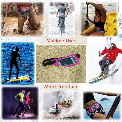 Ultimate Pink Waterproof Running Swimming Belt: Phone & Essentials Holder for Gym, Beach, Kayaking, Ski! Fits iPhone, Samsung - Touchscreen, IPX8 Rated Dry Waist Pouch - Adventure-Ready Performance!