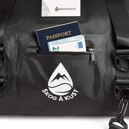 Skog Å Kust Duffelsak Heavy Duty Waterproof Duffel - Gear Bag for Sports, Travel, & More - 40L, Black Moto Edition