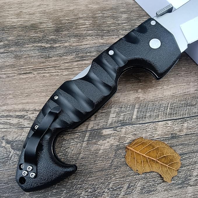 10.4in Unisex Adult Lockback Folding Knife - Tri-Ad Lock Pocket Knife with AUS8 Steel blade and Nylon Glass Fiber Handle，Thumb Plate and Belt Clip, for EDC Camping Hunting Survival