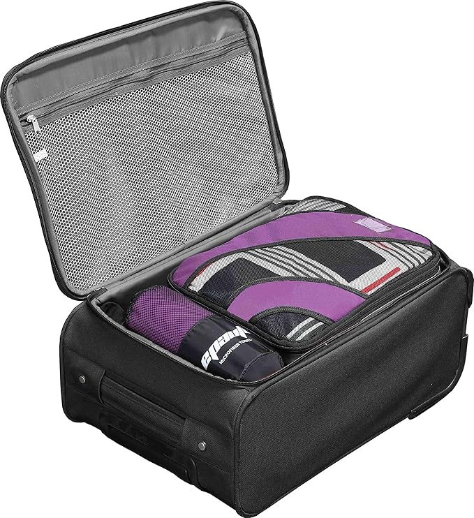 EPAuto 2-Pack Microfiber Fast Drying Travel Gym Towels, Purple, (60''x30'', 24''x15'')