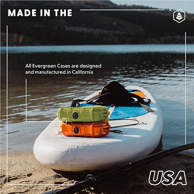 Evergreen 56 Waterproof Dry Box Protective Case with Pick & Pluck Foam - Travel Safe/Mil Spec/USA Made - for Cameras, Phones, Camping, Fishing, Hiking, Water Sports, Knives, Survival (Orange)