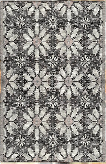 BalajeesUSA Outdoor Rug - 5x7 Sky Blue, Black, Grey, Reversible Recycled Plastic Straw Outdoor Patio Rugs Clearance Waterproof Large RV Camper Mats 287